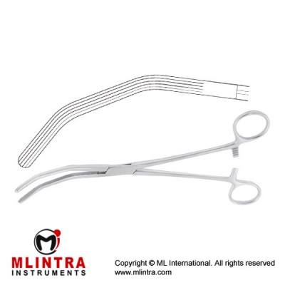 Herrick Kidney Pedicle Clamp Double Angled - Longitudinally Serrated Stainless Steel, 23 cm - 9"